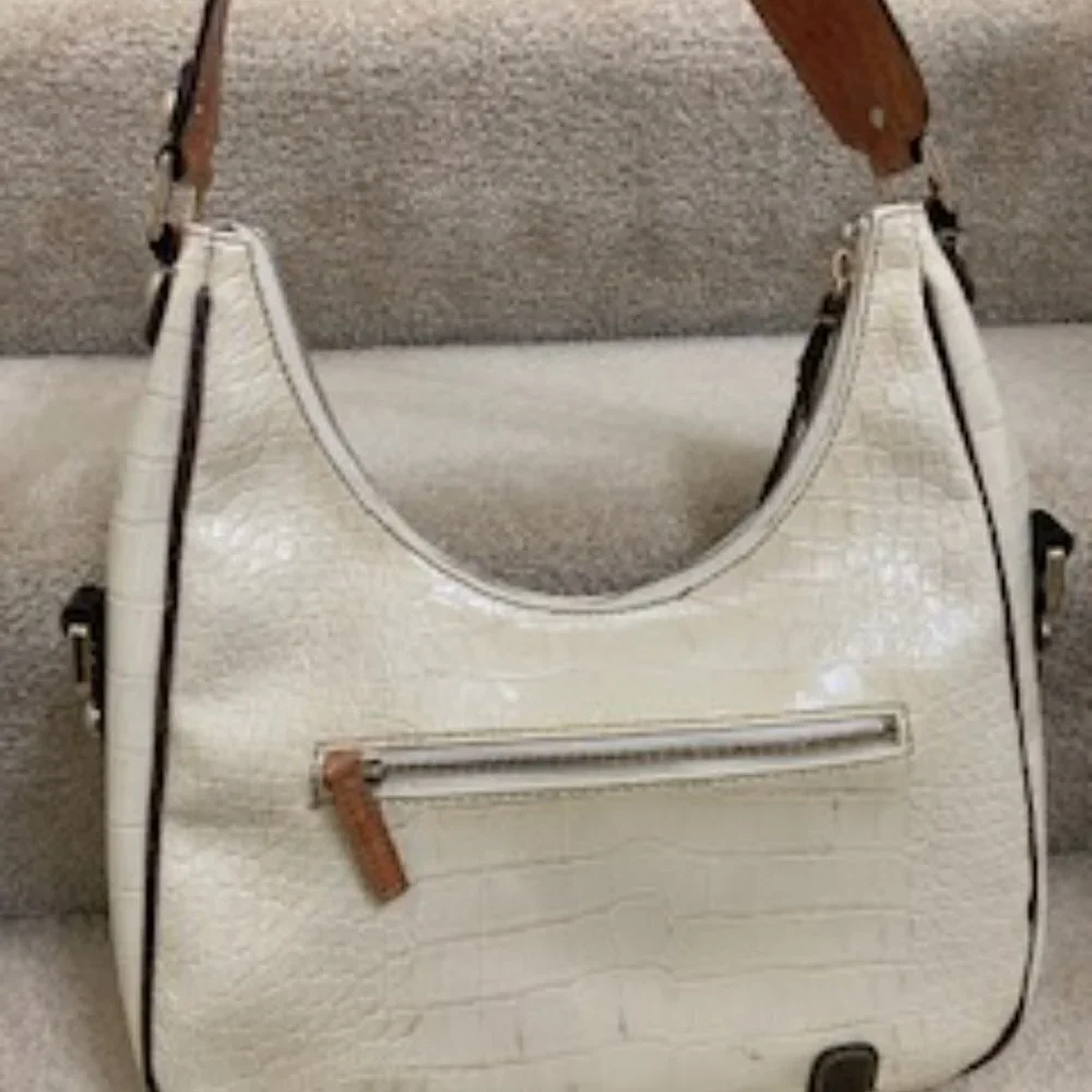Guess Off White Croc Embossed Medium Hobo Style Purse New